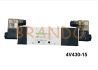 Gümüş Renk Kurşun Tel veya Konnektör tipi 5/3 Yollu Pnömatik Hava Kontrol Vanası 4V430-15