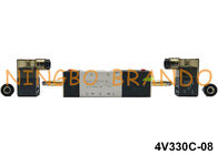 1/4 `` 5 Yollu 3 Pozisyon 4V330C-08 Pnömatik Aktüatör DC24V AC220V AC110V için Pnömatik Solenoid Valf