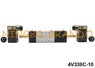 3/8 '' NPT BSPT 4V330C-10 Elektrikli Çift Solenoid Pnömatik Valfler 5 Port 3 Pozisyon