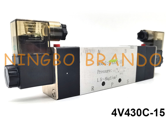 4V430C-15 5/3 Yollu Airtac Tipi Pnömatik Solenoid Valf 24VDC 220VAC