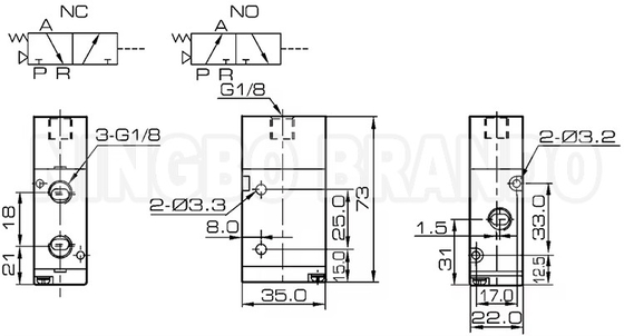 3A210-06 Normal Açık Normal Kapalı Pnömatik Hava Pilot Valfi 3/2 Yol