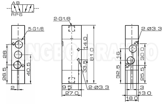 4A120-06 Pnömatik Yönlendirme Solenoid Valfi 5/2 Yol