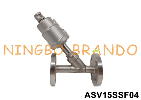 DN15 Flanged Port SS 304 Pnömatik Köşeli Koltuk Valfi 0 ~ 16 bar