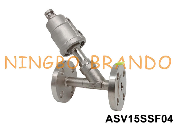 DN15 Flanged Port SS 304 Pnömatik Köşeli Koltuk Valfi 0 ~ 16 bar