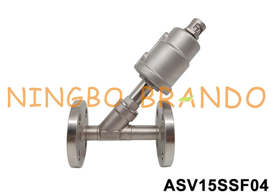 DN15 Flanged Port SS 304 Pnömatik Köşeli Koltuk Valfi 0 ~ 16 bar