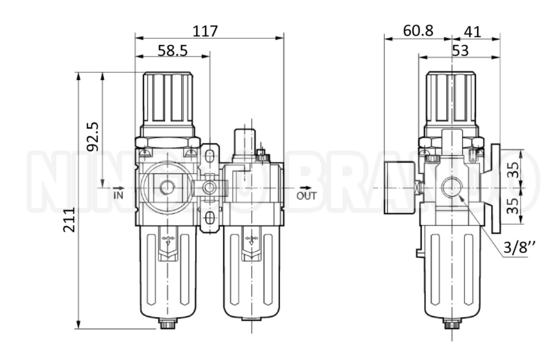 AC3010 1/4'' 3/8' hava filtresi düzenleyicisi yağlayıcı FR.L kombinasyonu