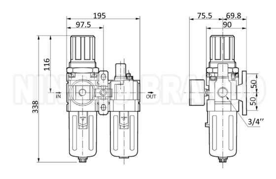 AC5010-06 AC5010-10 SMC Tipi Pnömatik Hava Filtresi Kombine F.R.L birimi