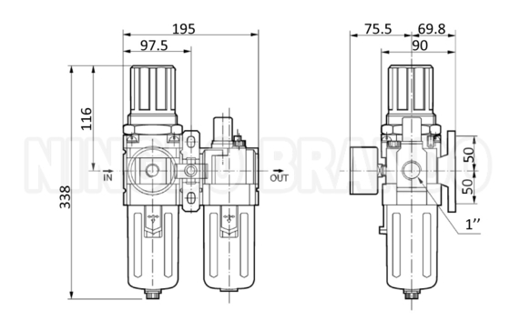 AC5010-06 AC5010-10 SMC Tipi Pnömatik Hava Filtresi Kombine F.R.L birimi