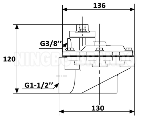 G353A046 Toz toplayıcı için sağ açılı 1-1/2'lik uzaktan pilot valf