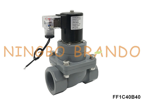 1-1/2'' DN40 Kimyasal Asit için Korozyona Karşı CPVC Solenoid Valf 220V 24V