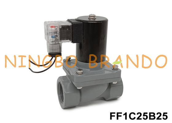 1'lik DN25 Korrozif Solenoid Valf CPVC Vücudu 24V 110V 220V