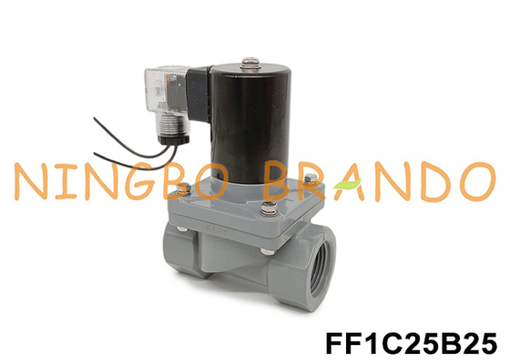 1'lik DN25 Korrozif Solenoid Valf CPVC Vücudu 24V 110V 220V
