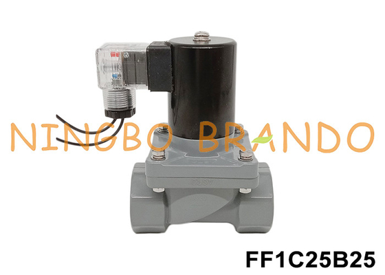 1'lik DN25 Korrozif Solenoid Valf CPVC Vücudu 24V 110V 220V