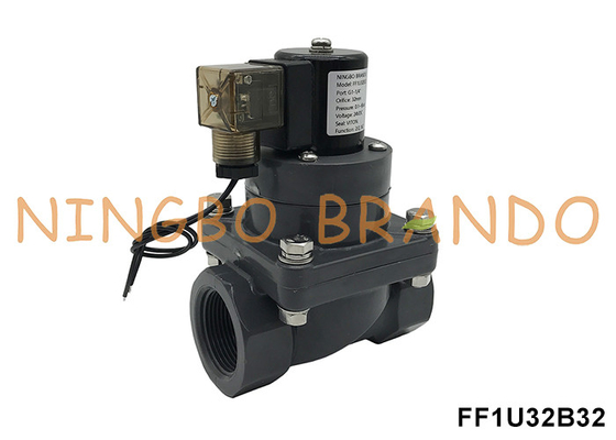 1-1/4' DN32 Kimyasal Asit için Korozyona Sabit UPVC Solenoid Valf 24V 220V