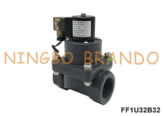 1-1/4' DN32 Kimyasal Asit için Korozyona Sabit UPVC Solenoid Valf 24V 220V
