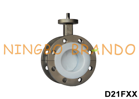 PTFE kaplı çift flensli başsız kelebek valfi DN40 ila DN600