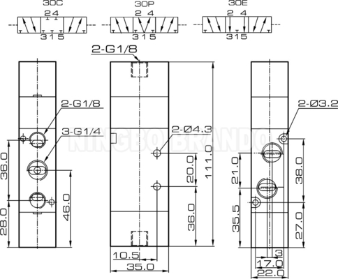 4A230C-08 Airtac Tip 1/4' 'Air Pilot Valve 5 Port 3 Pozisyonu