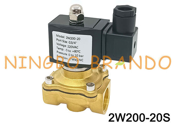 3/4'' 2W200-20 Normalde Kapalı Pirinç Solenoid Valf 24V 110V 220V