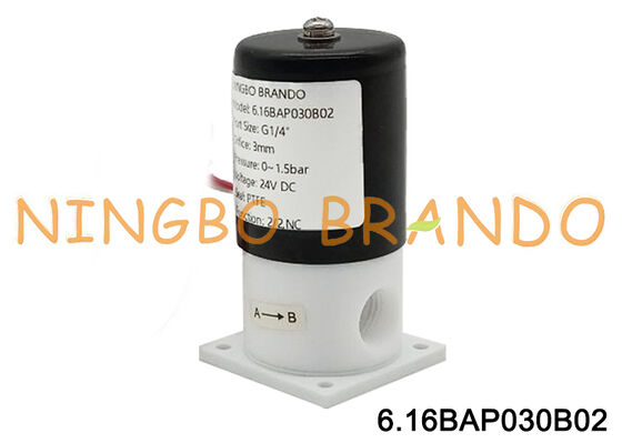 Asit Alkali Korozyon Direnci İzolasyonu için 1/4 '' PTFE Solenoid Valf