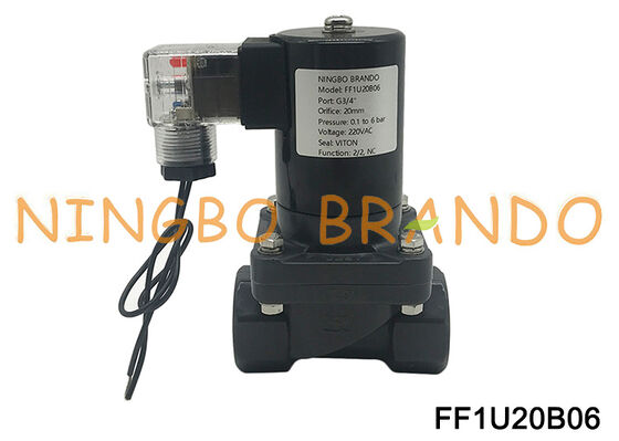 UPVC Kimyasal Korozyon Önleyici Elektrikli Solenoid Valf 3/4 '' DN20