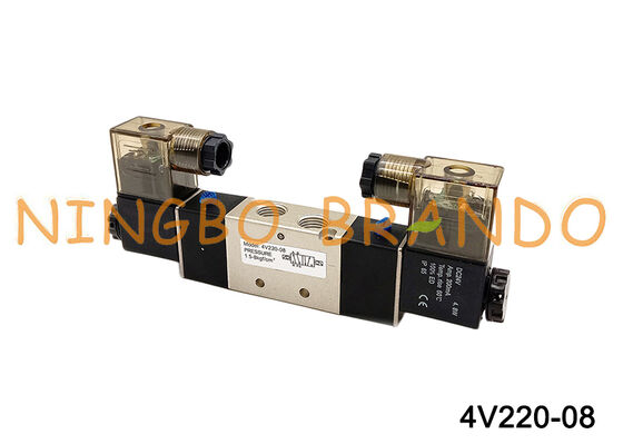4V220-08 Solenoid Hava Valfi 2 Pozisyon 5 Yollu DC24V 12V AC220V AC110V