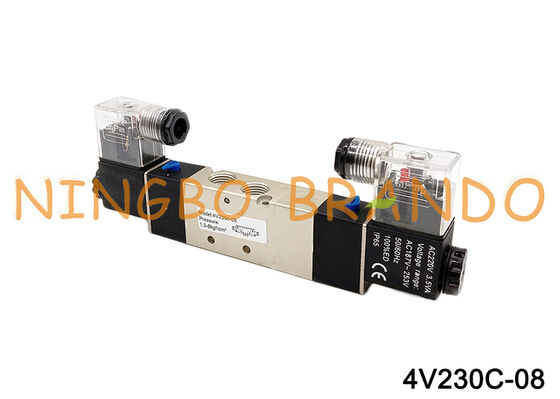 Pnömatik Solenoid Hava Valfi 4V230C-08 12V/24V/110V/220V 5 Yollu 3 Pozisyon