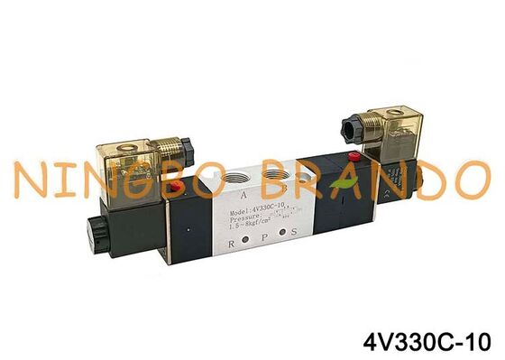 AirTac Tip 4V330C-10 Çift Solenoid Hava Valfi 5/3 Yollu 3/8''