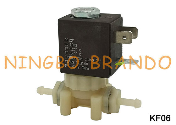 2 Yollu NC Gıda Sınıfı Güvenli PA66 Plastik Su Solenoid Valfı DC12V KF06