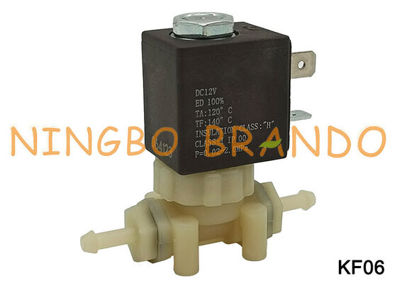 2 Yollu NC Gıda Sınıfı Güvenli PA66 Plastik Su Solenoid Valfı DC12V KF06