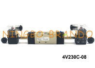 4V230C-08 PT 1/4 &quot;AirTAC Tipi Hava Solenoid Vana Çift Elektrik Kontrol 5/3 Yollu 12VDC
