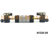 1/4 '' NPT 5/2 Yollu 4V320-08 Çift Solenoid Pnömatik Kontrol Vanası 12V 24V 110V 220V