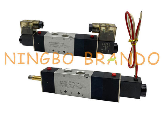 4V330C-10 3/8 İnç 5/3 Yollu Çift Solenoid Pnömatik Hava Kontrol Vanası