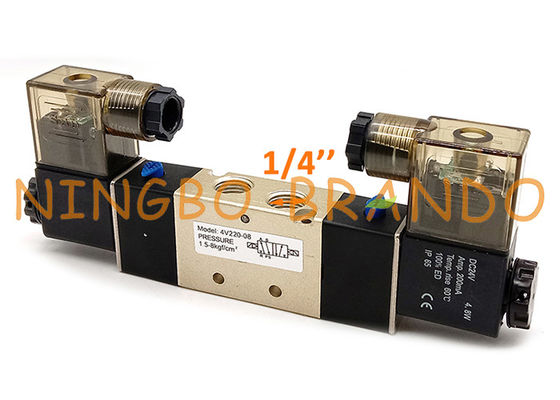1/4 İnç 4V220-08 5/2 Yollu Çift Bobinli Pnömatik Solenoid Valf