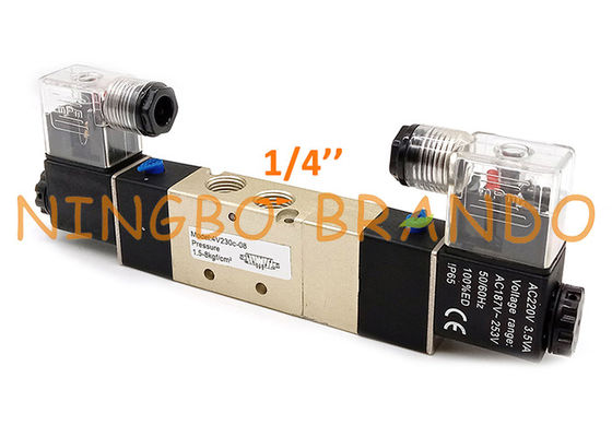4V230C-08 1/4'' Çift Solenoid 5/3 Yollu Kapalı Merkez Pnömatik Valf