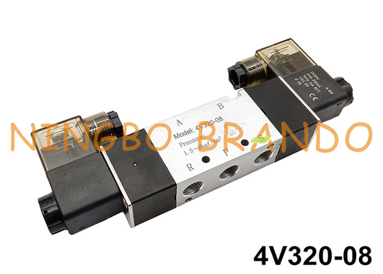 4V320-08 1/4'' Çift Solenoidli Pnömatik Valf DC12V DC24V AC220V