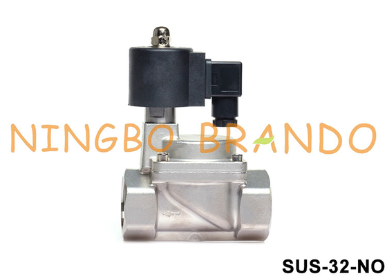 1-1/4'' 2 Yollu Normal Açık SS 304 Solenoid Valf PTFE Conta 24V 220V