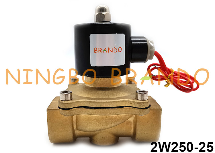 2W250-25 Pirinç Elektrikli Normal Kapalı Solenoid Valf, Su Hava Gaz Yağı 2 Yollu