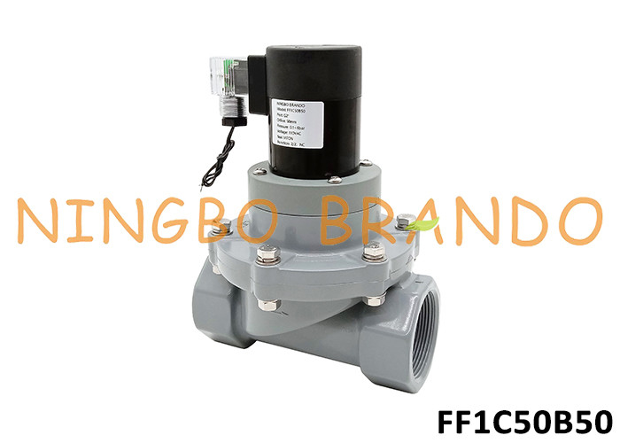 2'' CPVC Kimyasallar için Korozyona Karşı Solenoid Valf Asit Alkali 24V 220V