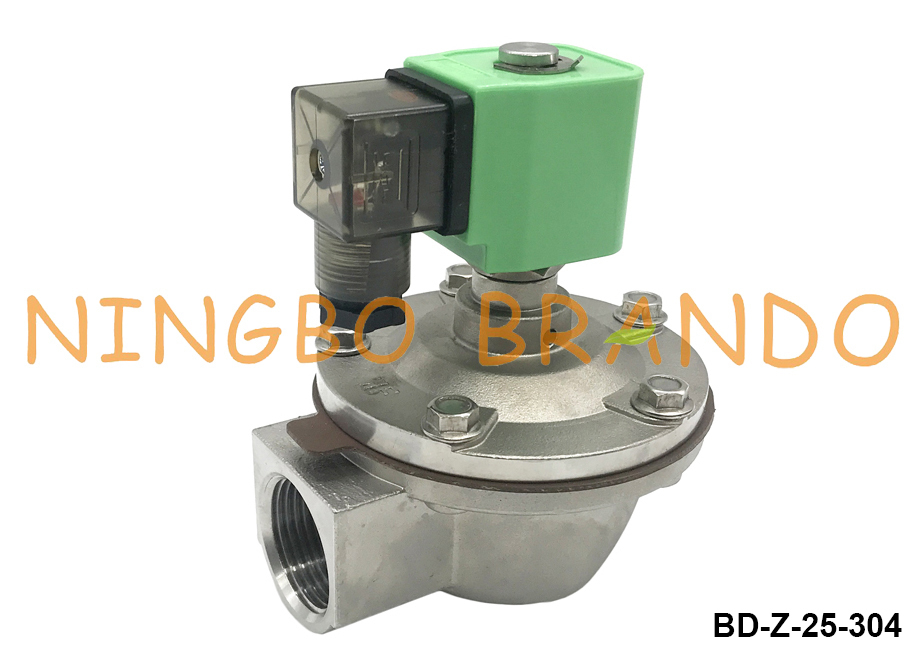 Toz Toplayıcı 24V 110V 220V için 1 '' Paslanmaz Çelik Solenoid Diyaframlı Pulse Jet Vana