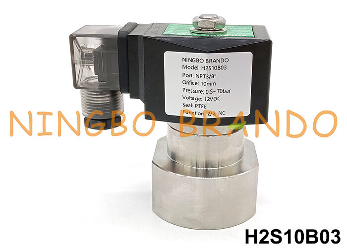 3/8 '' Yüksek Basınçlı Paslanmaz Çelik Solenoid Valf 100 Bar 220VAC 70 Bar 24VDC