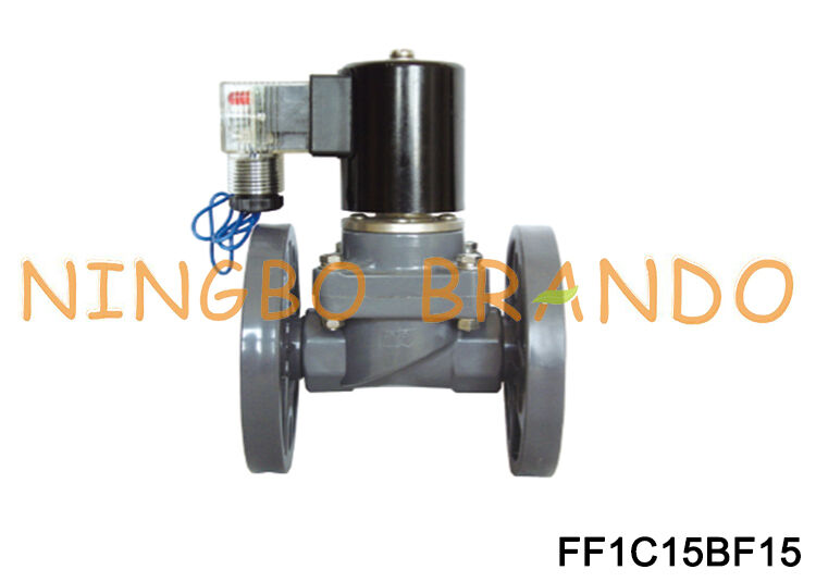 DN15 CPVC Asite Dayanıklı Anti Korozif Solenoid Valf Flanş Tipi 220V
