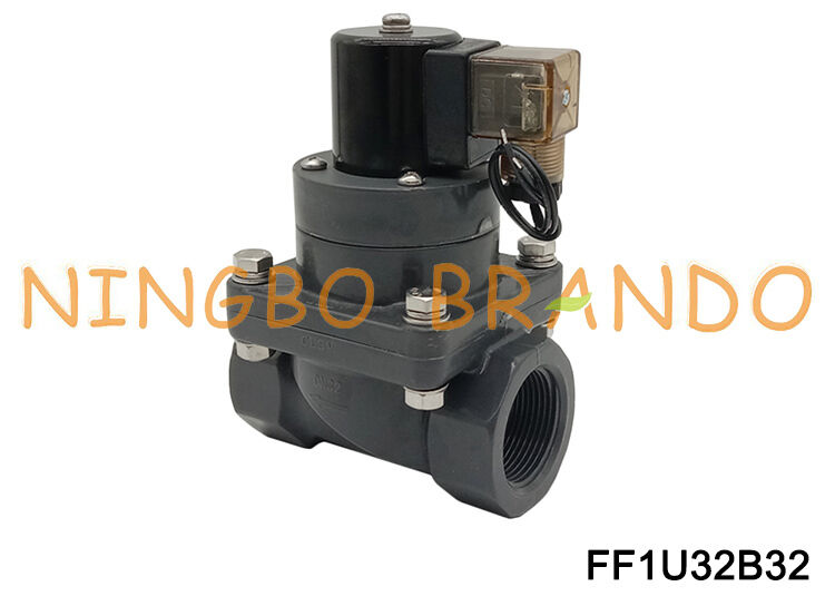 1-1/4'' UPVC Kimyasal Korozyon Önleyici Elektrikli Solenoid Valf DN32