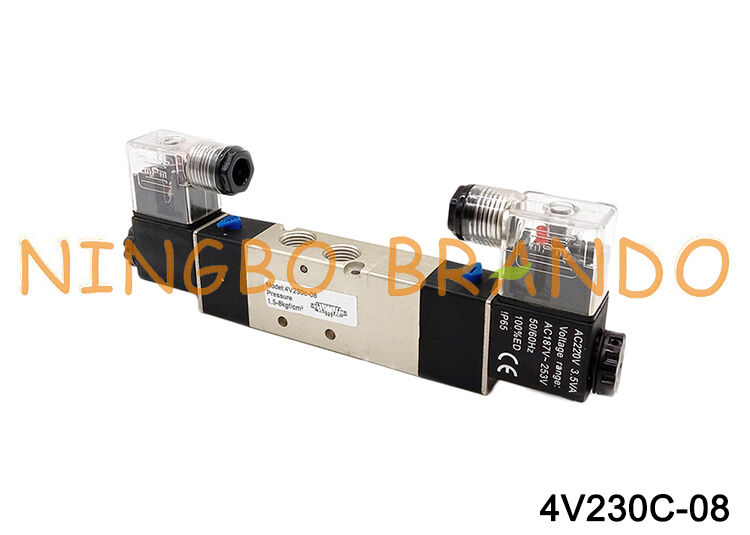 Pnömatik Solenoid Hava Valfi 4V230C-08 12V/24V/110V/220V 5 Yollu 3 Pozisyon