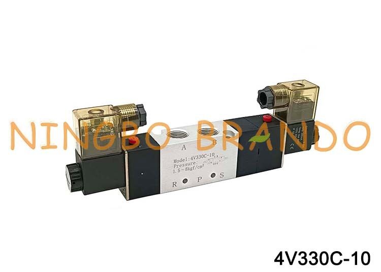 AirTac Tip 4V330C-10 Çift Solenoid Hava Valfi 5/3 Yollu 3/8''