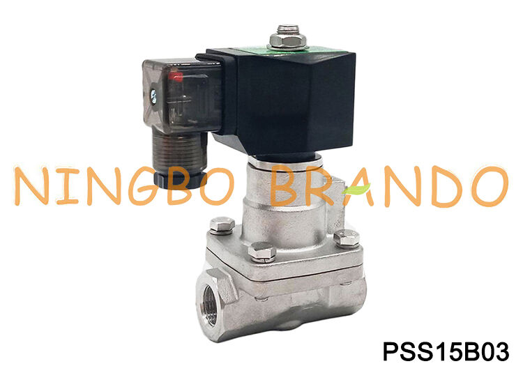 Buhar Sıcak Su için 3/8 '' 2 Yollu NC Paslanmaz Çelik Yüksek Sıcaklık Solenoid