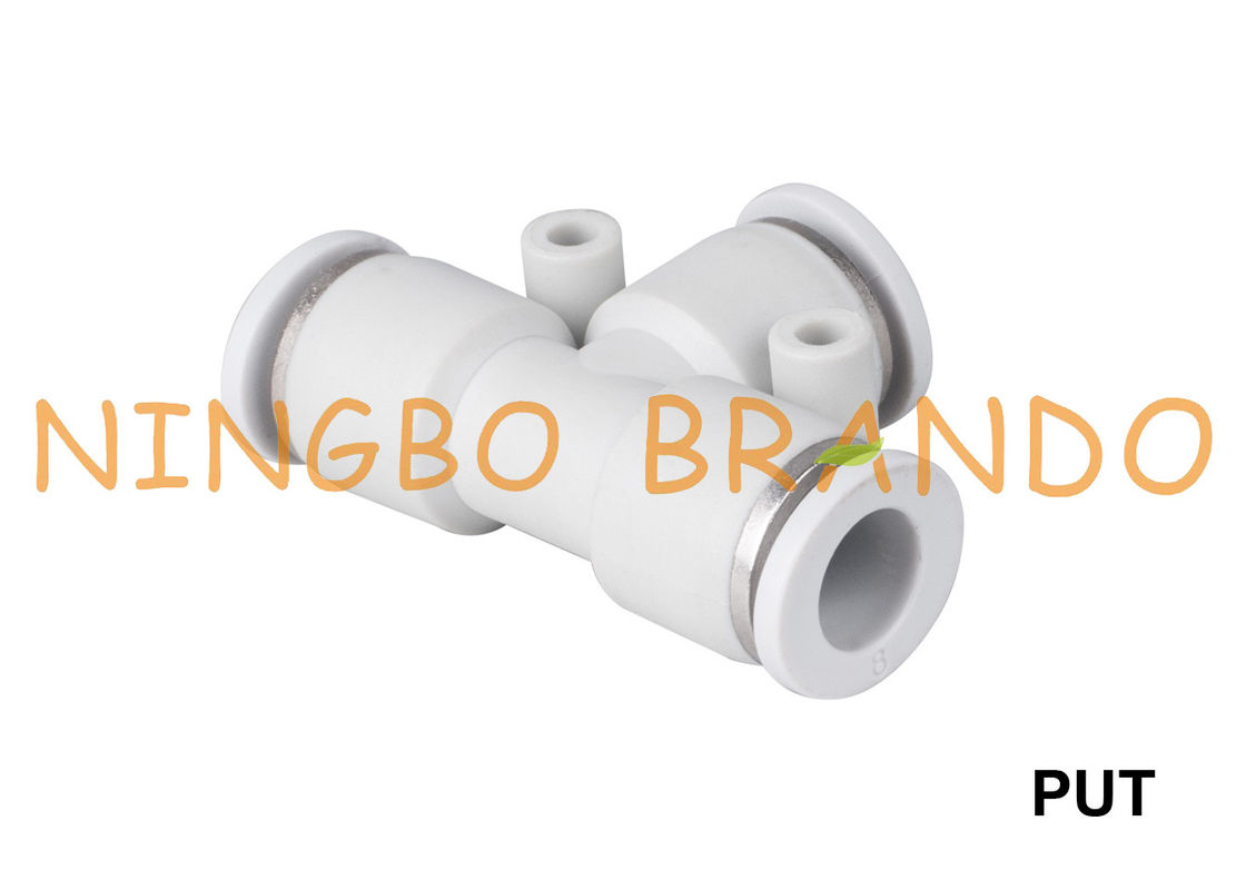 PUT Union Tee Push Fit Pnömatik Hızlı Bağlantı Parçaları 1/8 '' 1/4 '' 3/8 '' 1/2 ''