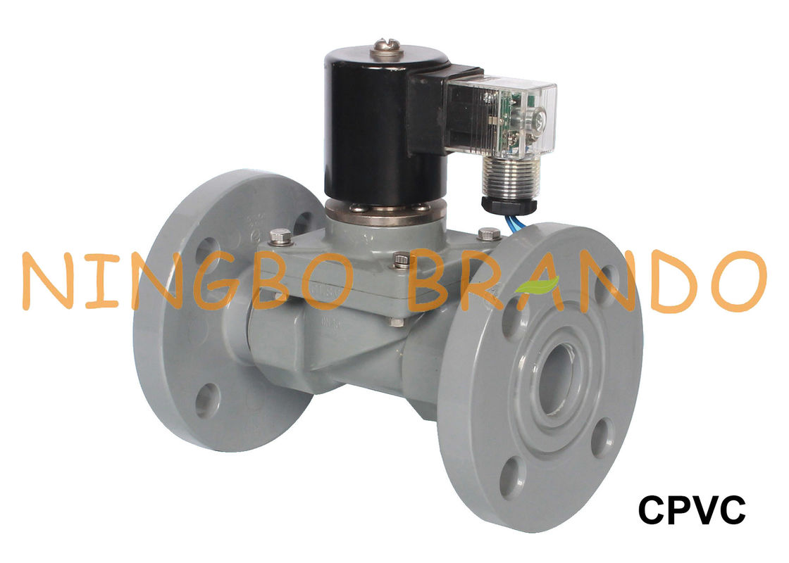 Asit Alkali Korozyon Önleyici CPVC Solenoid Valf 1 1/4'' 1 1/2'' 2'' Flanşlı