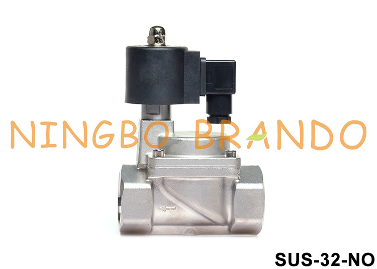 1-1/4'' 2 Yollu Normal Açık SS 304 Solenoid Valf PTFE Conta 24V 220V