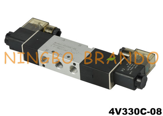 4V330C-08 Kapalı Merkez Pnömatik Solenoid Valf 5 Yollu 2 Pozisyon 1/4''