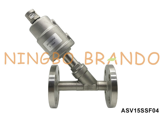 DN15 PN16 Flanged Port Pneumatik Köşeli Koltuk Valfi Normalde Kapalı Çift Etkinlik